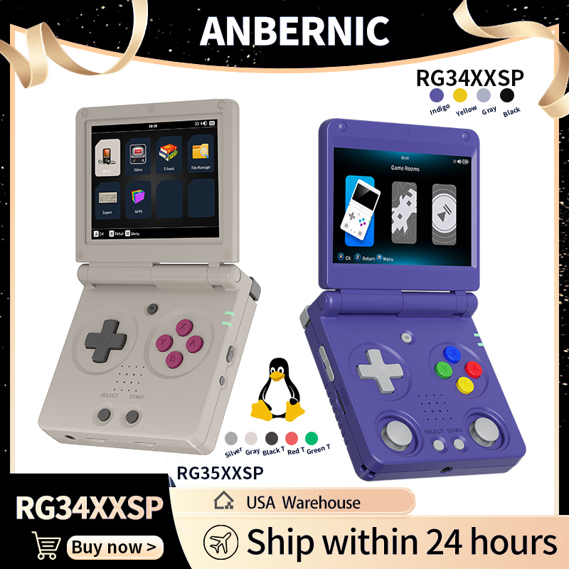 Retro Gaming Mobile - Anbernic RG34XXSP RG35XXSP Flipคอนโซลเกมมือถือหน้าจอIPS Linux 64
