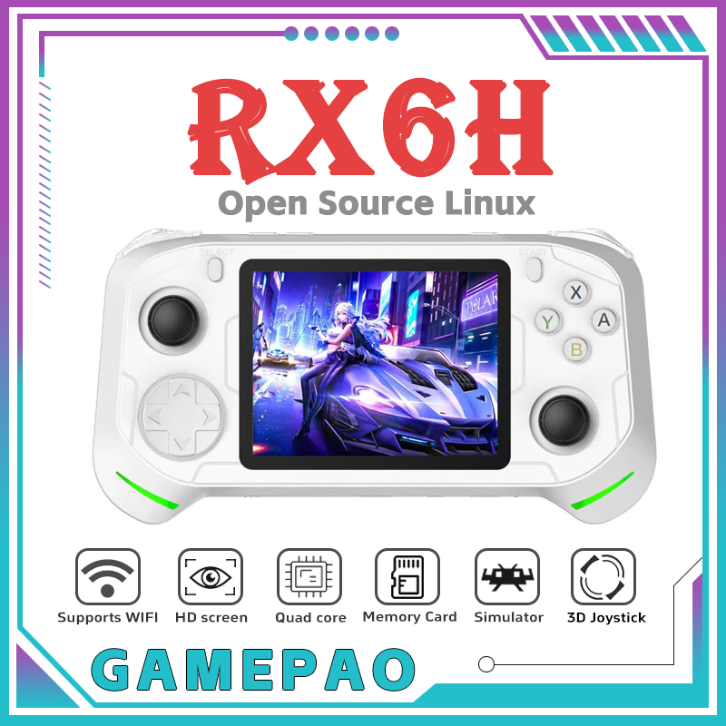 Retro Gaming Device - โอเพ่นซอร์ส RX6H เรโทรคอนโซลวิดีโอเกมพกพา ระบบ Linux หน้าจอ