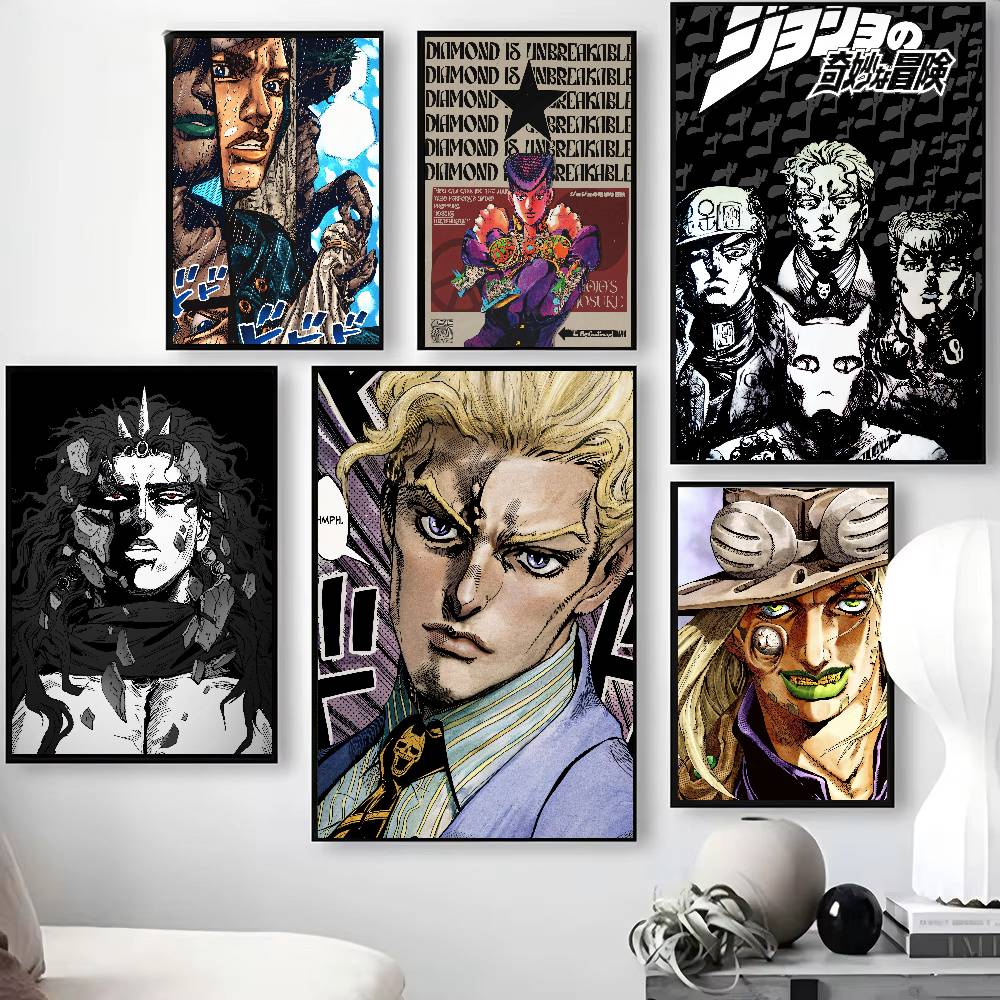 Retro Gaming Wallpaper - โปสเตอร์อนิเมะยอดนิยม JoJo B-BizarreS A-AdventureS ภาพวาดการ์ตูนแนวเรโทร วินเทจ