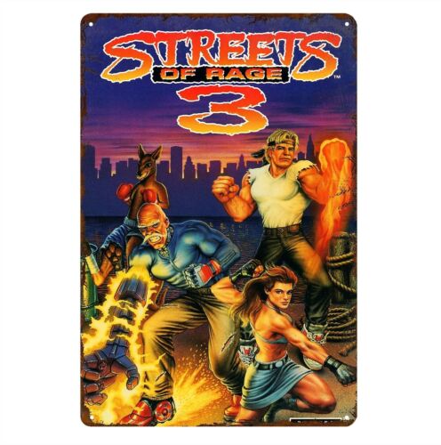 Retro Gaming Video - Y1, ป้ายโลหะตกแต่งสไตล์เรโทรเกมวิดีโอ Streets Of 3 ขนาด