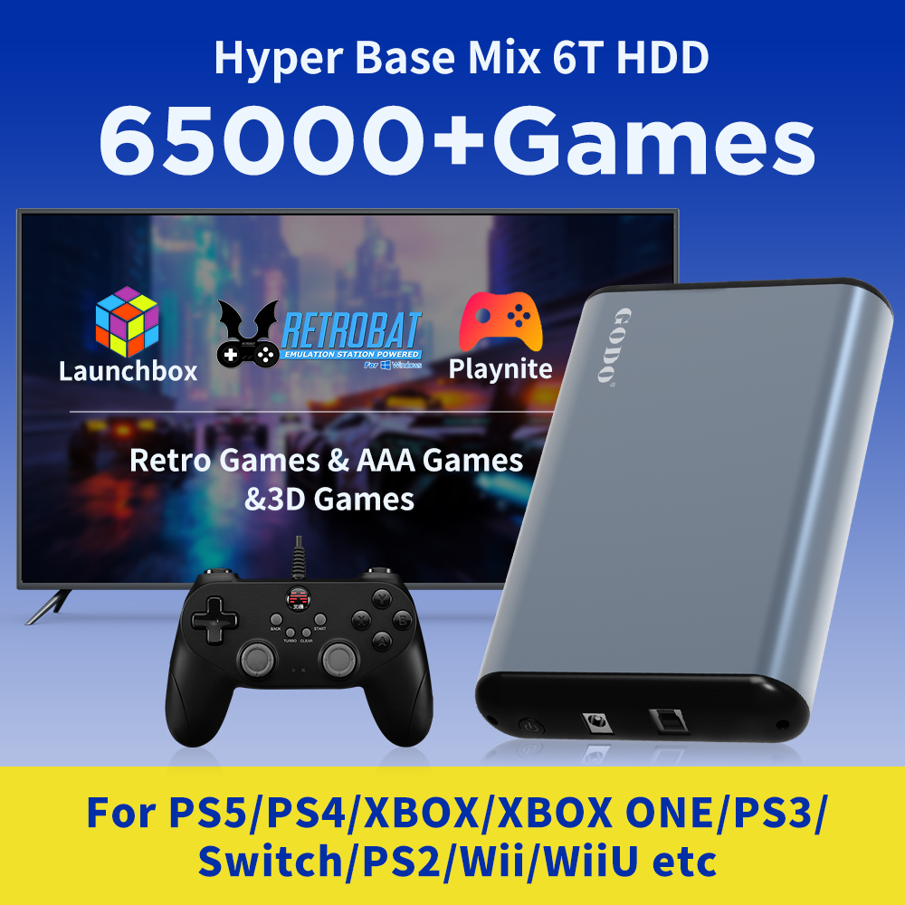 Retro Gaming Xbox - JMachen 6TB แบบพกพา HDD ระบบ 3-in-1