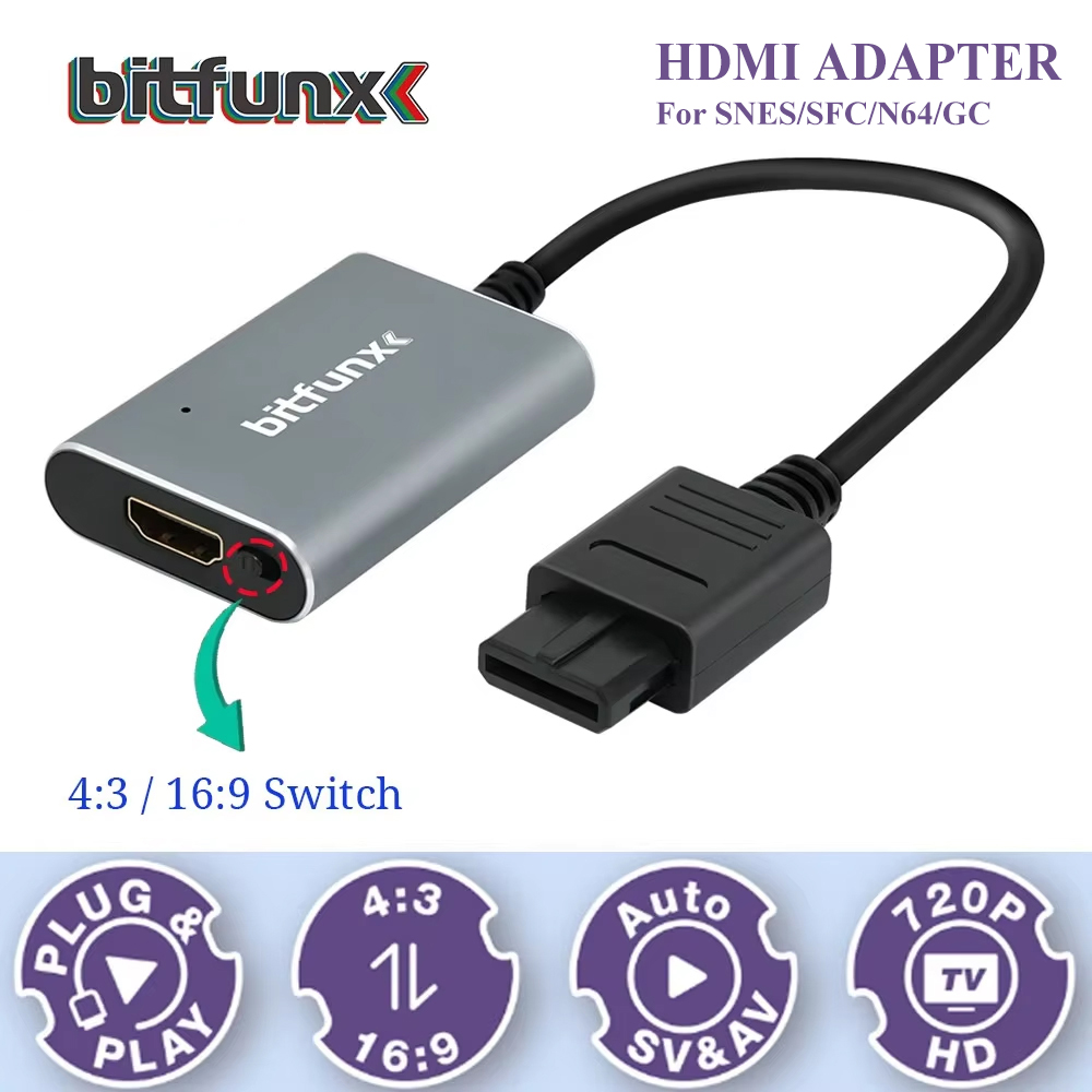 Retro Gaming Mobile - Bitfunx 720P Svideo/AV ไปยังอะแดปเตอร์ HDMI ตัวแปลงวิดีโอ