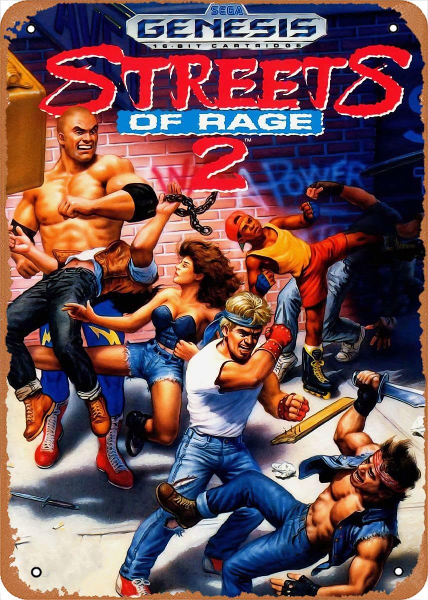 Game Retro Gaming - ป้ายโลหะตกแต่งผนังลายเกมอาเขตคลาสสิก Street of Rage สไตล์เรโทร ยุค