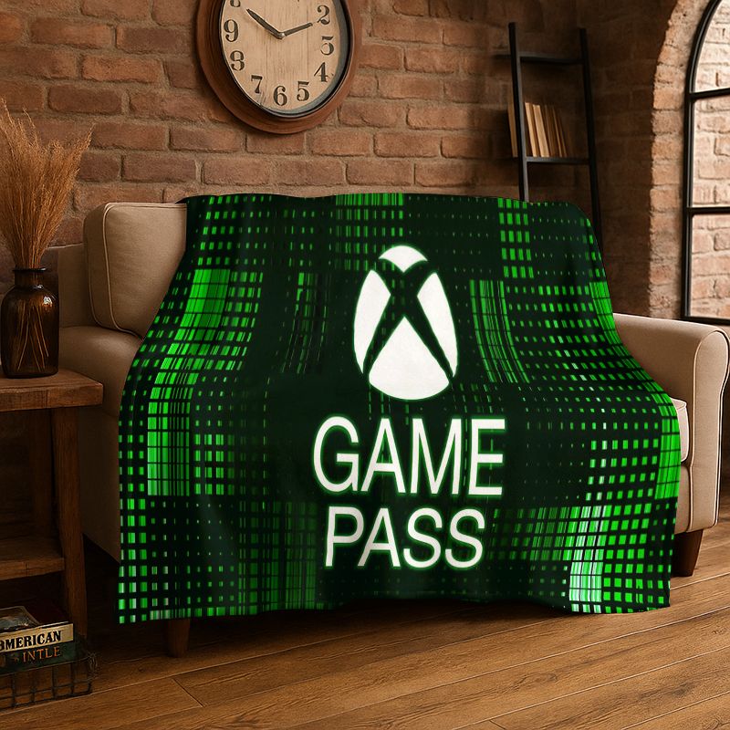 Retro Gaming Xbox - ผ้าห่มลายโลโก้เกมเมอร์ Xbox สไตล์เรโทร ผ้าฟลานเนลเนื้อนุ่ม อุ่นสบาย เหมาะสำหรับห้องนอน