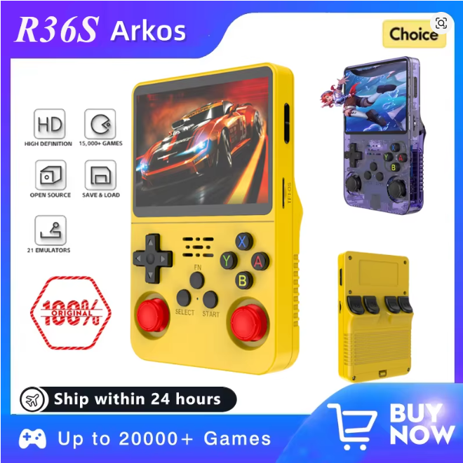 Retro Gaming R36S - เครื่องเล่นเกมพกพา Arkos R36S รุ่นดั้งเดิม หน้าจอ IPS