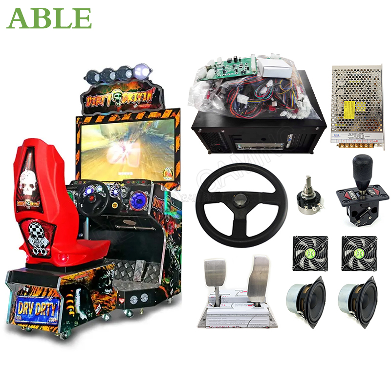 Retro Gaming Store - เครื่องเกมอาร์เคดขับสกปรกแบบ DIY ชุดเต็มรูปแบบใช้เหรียญจำลองการขับรถเกมแข่งรถชุดอาเขต