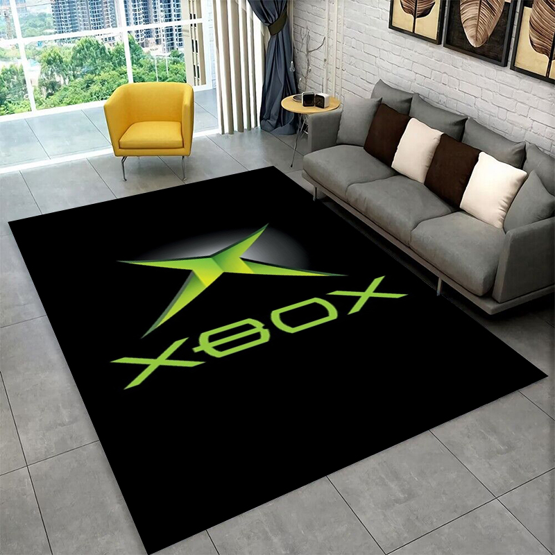 Retro Gaming Xbox - พรมลายโลโก้เกมเมอร์ Xbox สไตล์เรโทร สำหรับห้องนอน ห้องนั่งเล่น โซฟา