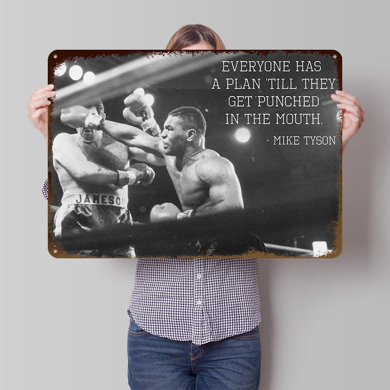 Retro Gaming Quotes - โปสเตอร์โลหะลายสามมิติพร้อมคำคมของไมค์ ไทสัน งานศิลปะตกแต่งผนังแบบกำหนดเอง ป้ายโลหะวินเทจย้อนยุคสำหรับตกแต่งห้อง ตกแต่งบ้านเกมเมอร์
