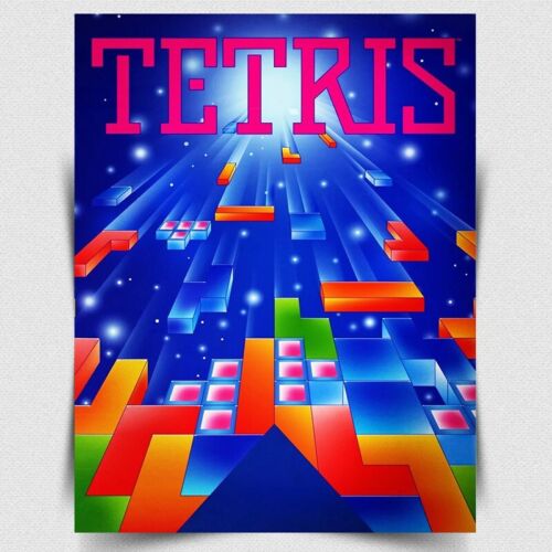 Game Retro Gaming - TETRIS METAL SIGN PLAQUE - ป้ายโลหะตกแต่งผนังลายเกมอาร์เคดสไตล์เรโทรสำหรับห้องเล่นเกม