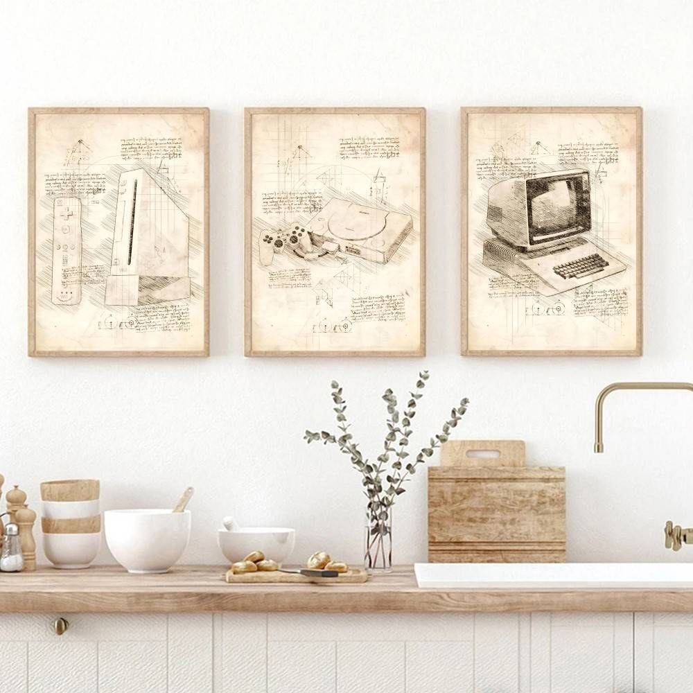 ภาพวาดติดผนังสไตล์วินเทจสำหรับ - Retro Gaming Wallpaper บทวิจารณ์และราคา